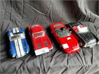 3 corvette 1 Cobra diecast cars 1:18