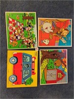 Vintage wood Playskool puzzles including Disney