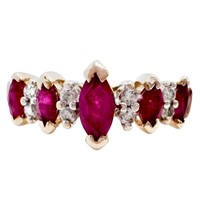 Graduated Marquise Ruby & Diamond Band 14k Gold