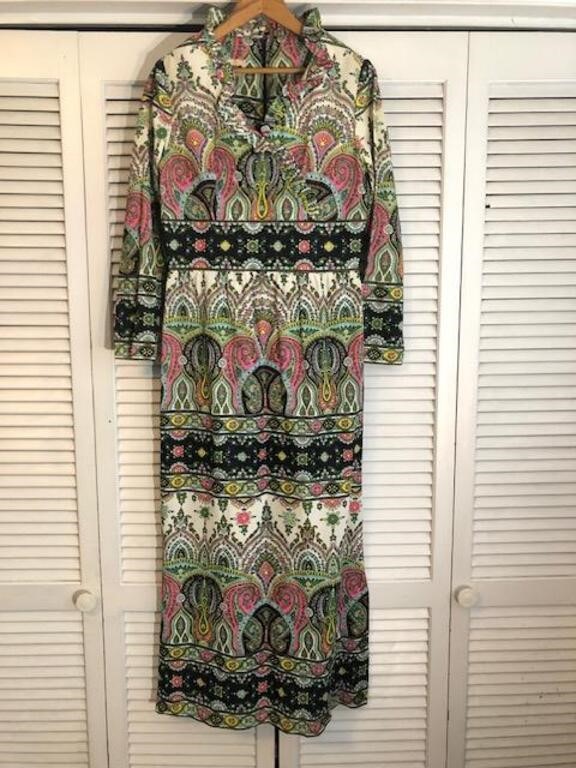 VINTAGE ANDREA GAYLE PRINTED POLYESTER DRESS