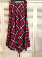 VINTAGE HIGH WAISTED PLAID MAXI SKIRT