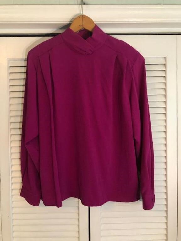 VINTAGE OSCAR DE LA RENTA POLYESTER BLOUSE SIZE 14