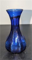 Small Blue Cobalt Beaded Bud Vase