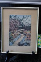 framed watercolour titled 'A Garden Path'
