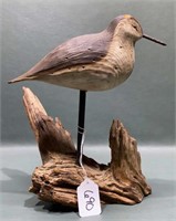 FOLK ART SHOREBIRD ON DRIFTWOOD