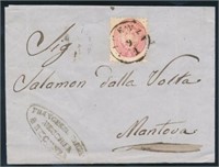 AUSTRIA LOMBARDY #19a ON COVER USED FINE