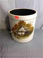 Hand painted stoneware crock signed Pat