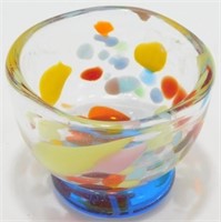 Signed Art Glass Salt Cellar