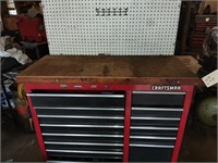 Large Craftsman 41" toolbox on wheels with vice.