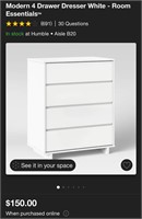 Modern 4 Drawer Dresser White - Room Essentials™
