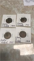 Liberty V nickels (4) 1909-11-11-12