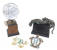 (5pc) Silvestri Sphere, Bronze Cats, Nora Butler