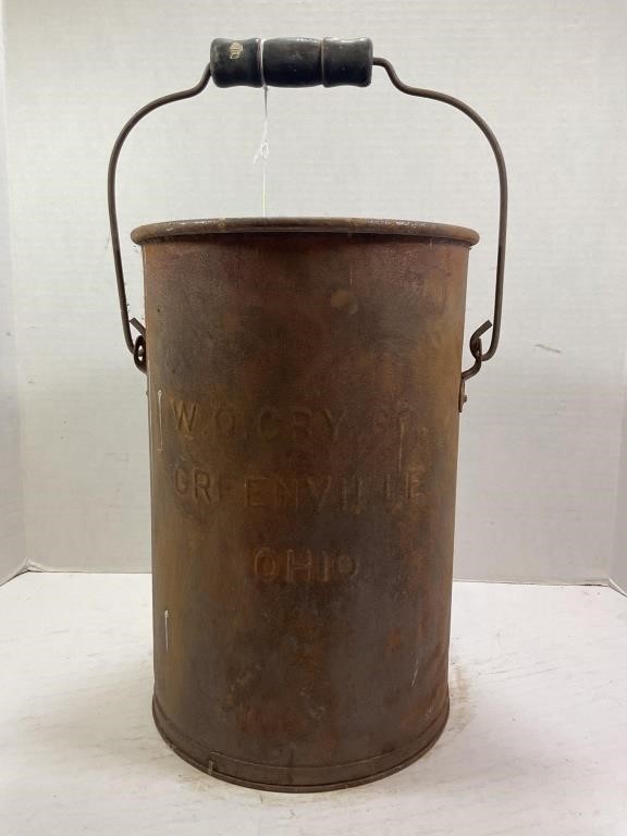 W.O. CRY CO. GREENVILLE OHIO WOOD HANDLED BUCKET -