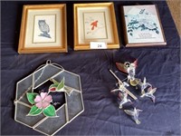 2 small bird prints, Grandmother plaque, hexagon