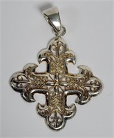 Sterling Silver Decorative Filigree Cross Pendant