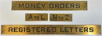 UNIQUE HEAVY BRASS POST OFFICE SIGNS