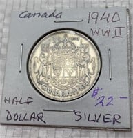 1940 Canada half dollar silver WWII limited issue