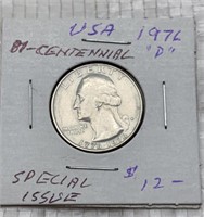 1976 USA bicentennial quarter dollar coin