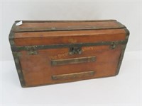 Wooden Chest w/Wooden Strap Handles on Rollers