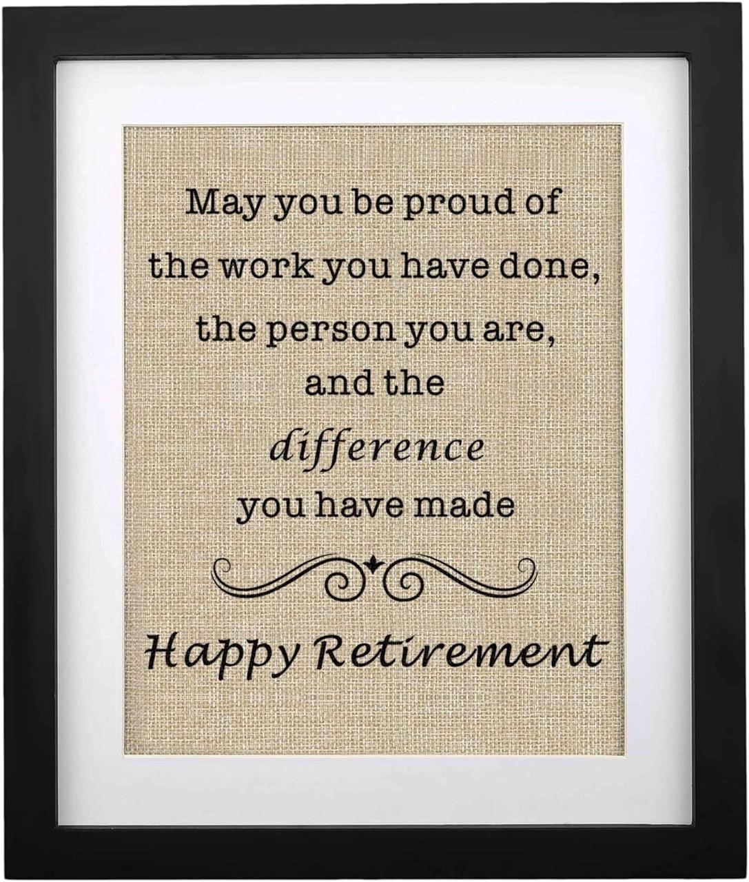 Framed Retirement BurlapPrint  Retirement Gifts