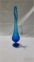 Tall blue glass vase