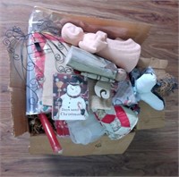 Box Full of Christmas Decor w/Horse Angel
