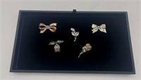 5 Feminine Brooch Pins - Assorted Floral & Bows,