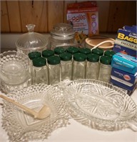 Cut Glass Trays, Jars & Asst Items