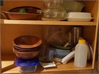 Butter Dish, Wood Salad Bowls & Asst Items