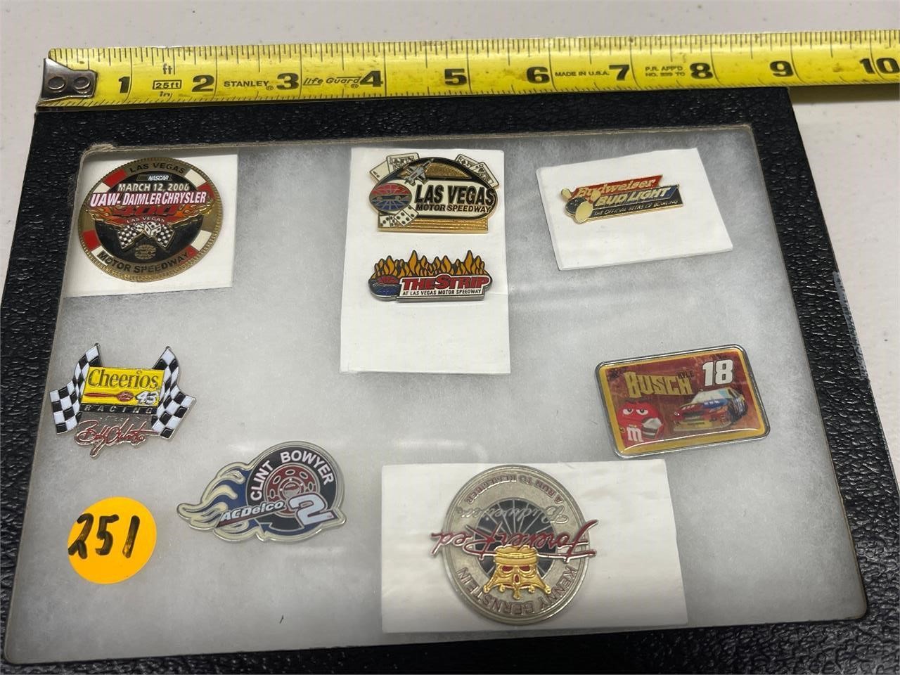8 AUTO RACING COLLECTABLE PINS