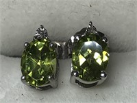 $160. S/SilverPeridot and Diamond Earrings