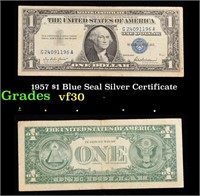 1957 $1 Blue Seal Silver Certificate Grades vf++