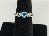 Blue Topaz heart and diamond Ring