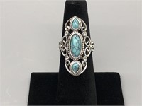 Finger Length Turquoise and Diamond Ring