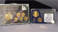 1999 State Series 24kt Gold Plated Coins And Jfk
