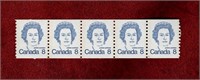 CANADA MNH 1974 QEII COIL STRIP 5 STAMPS #604