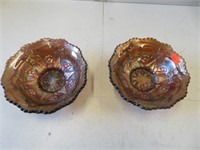 2 carnival glass bowls, 5 1/2" dia