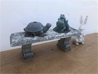 Decorative Garden Bench and 3 Statues