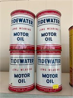 4 Vintage Tidewater Motor Oil Matthews Cans