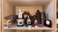 Home Decor., crocks, shelf, candle&
