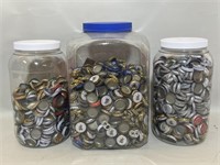 Miscellaneous bottle caps. 3 jugs