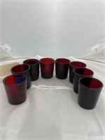 8 Ruby Red Juice Glasses