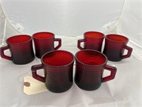 6 Ruby Red Coffee Cups