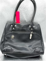 Black Faux Leather Handbag Purse