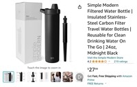 Simple Modern Filtered Water Bottle 24oz, Black
