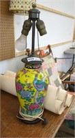 Vintage Chinese imperial yellow ginger jar lamp