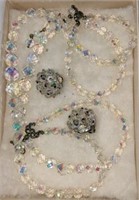 Vintage Jewelry, Iridescent Bead & Clip Earrings