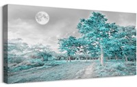 50x100CM MOON AND TREE WALL ART GREEN