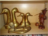 Brass Items:  Including  2 Pair Goose Bookends,