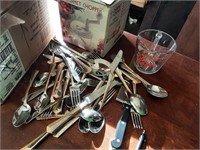 Silverware and fire king measuring cup